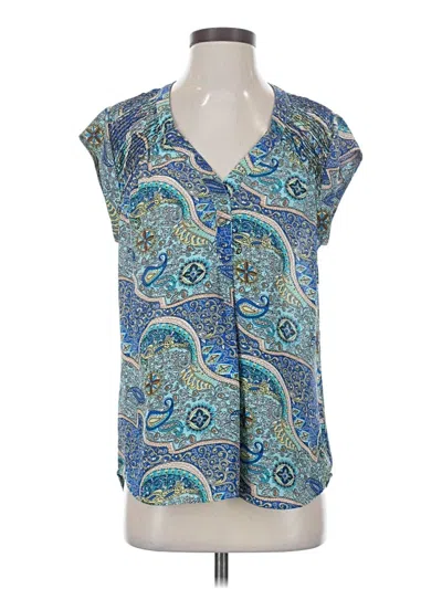 Pre-owned Daniel Rainn Short Sleeve Blouse In Blue