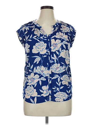 Pre-owned Daniel Rainn Short Sleeve Blouse In Blue