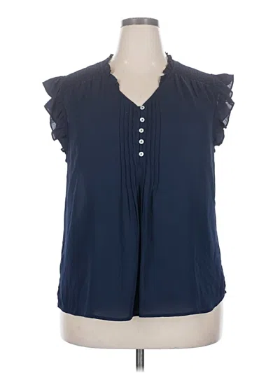 Pre-owned Daniel Rainn Short Sleeve Blouse In Blue