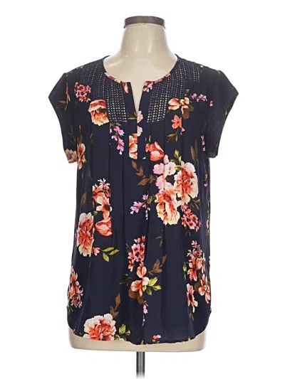 Pre-owned Daniel Rainn Short Sleeve Blouse In Blue