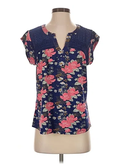 Pre-owned Daniel Rainn Short Sleeve Blouse In Blue
