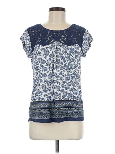 Pre-owned Daniel Rainn Short Sleeve Blouse In Blue
