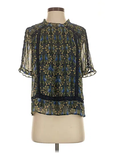 Pre-owned Daniel Rainn Short Sleeve Blouse In Blue