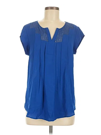 Pre-owned Daniel Rainn Short Sleeve Blouse In Blue