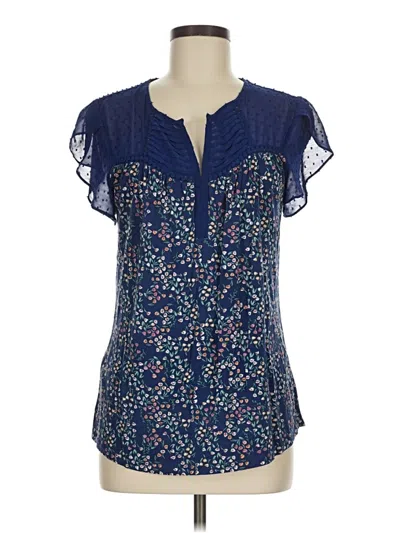 Pre-owned Daniel Rainn Short Sleeve Blouse In Blue