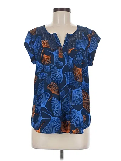 Pre-owned Daniel Rainn Short Sleeve Blouse In Blue