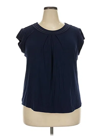 Pre-owned Daniel Rainn Short Sleeve Blouse In Blue