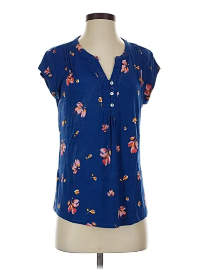 Pre-owned Daniel Rainn Short Sleeve Blouse In Blue