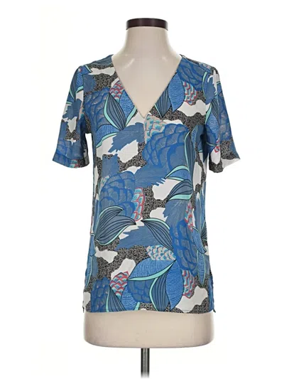 Pre-owned Daniel Rainn Short Sleeve Blouse In Blue