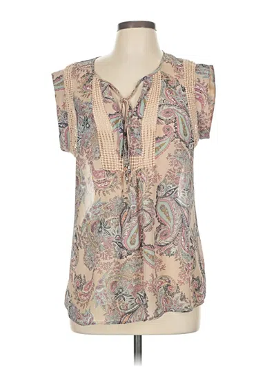 Pre-owned Daniel Rainn Short Sleeve Blouse In Brown