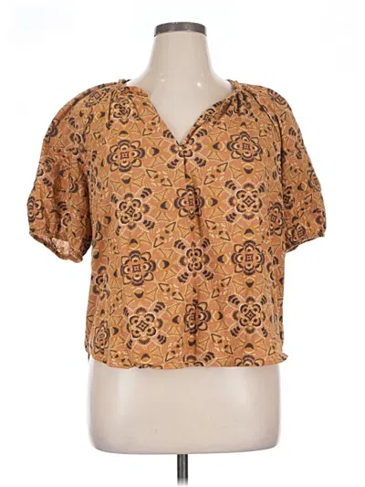 Pre-owned Daniel Rainn Short Sleeve Blouse In Brown