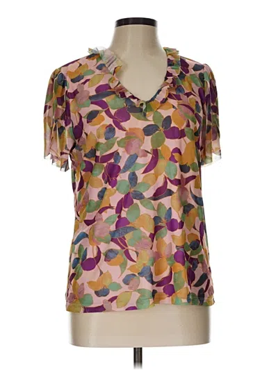 Pre-owned Daniel Rainn Short Sleeve Blouse In Brown