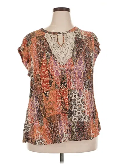 Pre-owned Daniel Rainn Short Sleeve Blouse In Brown