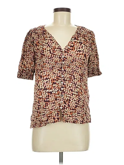 Pre-owned Daniel Rainn Short Sleeve Blouse In Brown