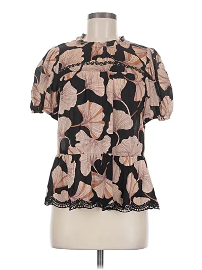 Pre-owned Daniel Rainn Short Sleeve Blouse In Brown