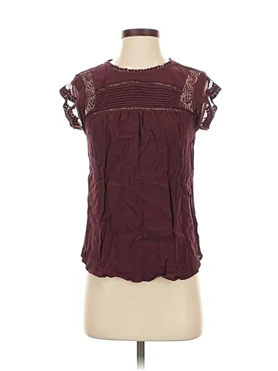 Pre-owned Daniel Rainn Short Sleeve Blouse In Burgundy