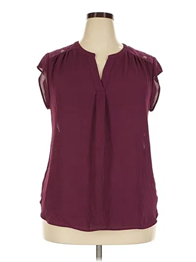 Pre-owned Daniel Rainn Short Sleeve Blouse In Burgundy