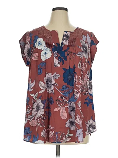 Pre-owned Daniel Rainn Short Sleeve Blouse In Burgundy