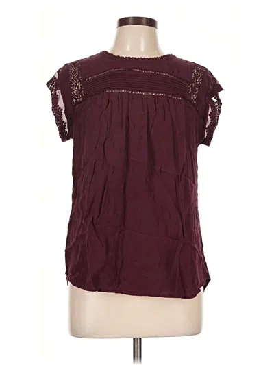 Pre-owned Daniel Rainn Short Sleeve Blouse In Burgundy