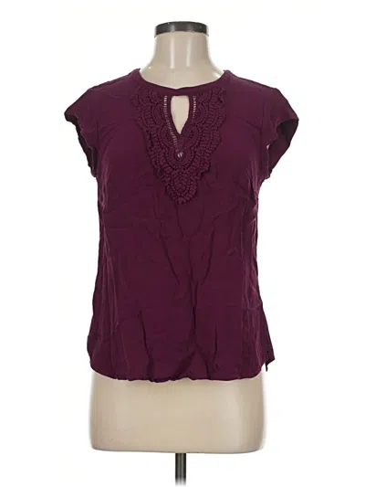 Pre-owned Daniel Rainn Short Sleeve Blouse In Burgundy