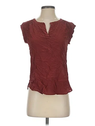 Pre-owned Daniel Rainn Short Sleeve Blouse In Burgundy