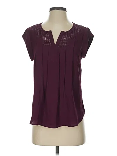 Pre-owned Daniel Rainn Short Sleeve Blouse In Burgundy