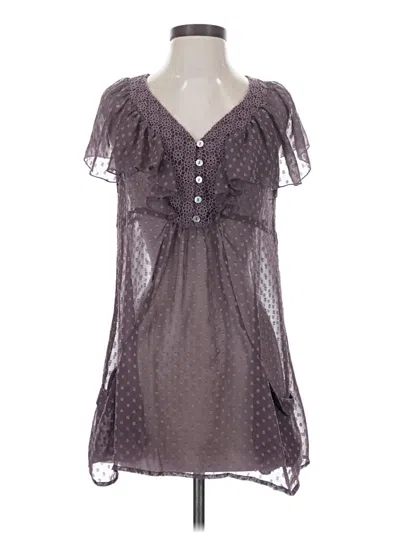 Pre-owned Daniel Rainn Short Sleeve Blouse In Gray