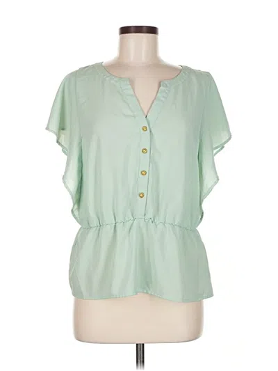 Pre-owned Daniel Rainn Short Sleeve Blouse In Green