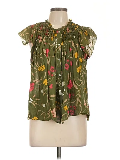 Pre-owned Daniel Rainn Short Sleeve Blouse In Green
