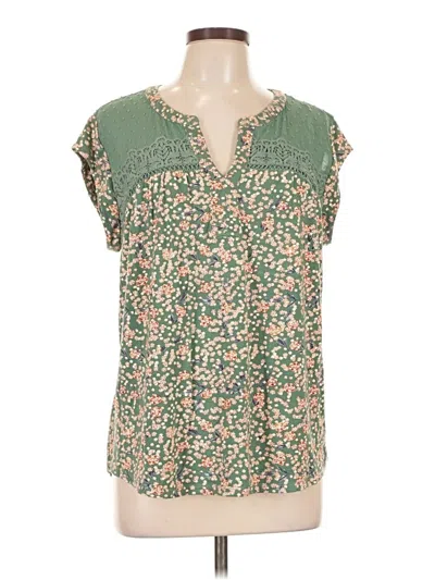 Pre-owned Daniel Rainn Short Sleeve Blouse In Green