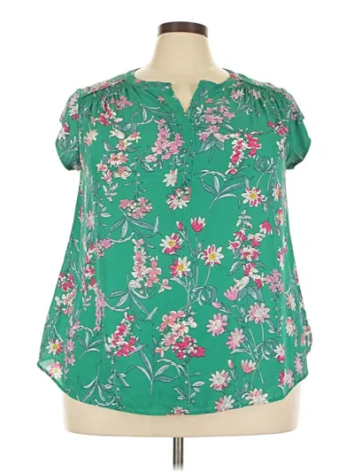 Pre-owned Daniel Rainn Short Sleeve Blouse In Green
