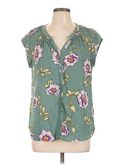 Pre-owned Daniel Rainn Short Sleeve Blouse In Green