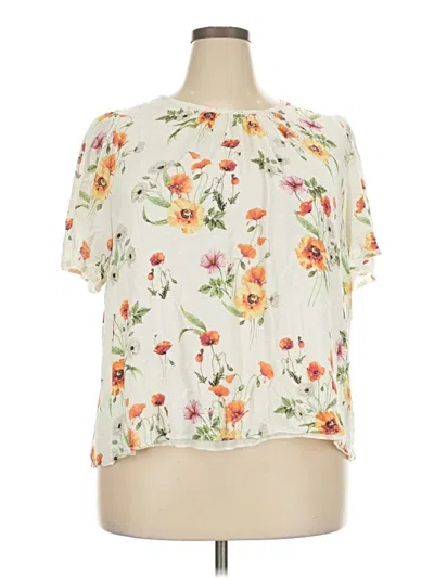 Pre-owned Daniel Rainn Short Sleeve Blouse In Ivory
