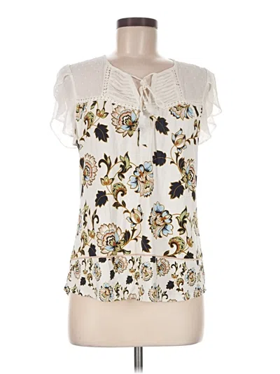 Pre-owned Daniel Rainn Short Sleeve Blouse In Ivory