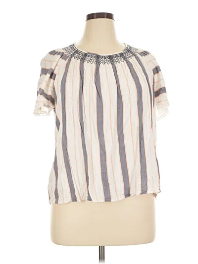 Pre-owned Daniel Rainn Short Sleeve Blouse In Ivory