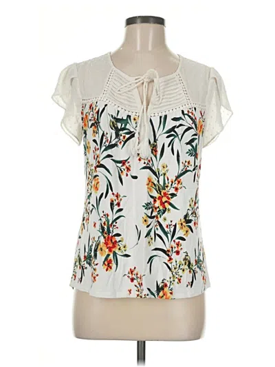 Pre-owned Daniel Rainn Short Sleeve Blouse In Ivory