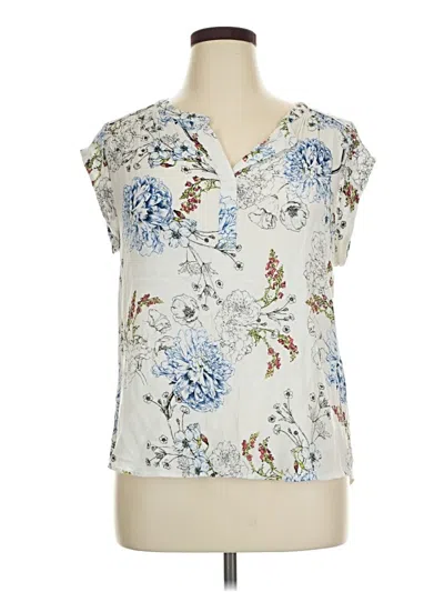 Pre-owned Daniel Rainn Short Sleeve Blouse In Ivory