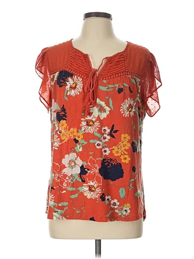 Pre-owned Daniel Rainn Short Sleeve Blouse In Orange
