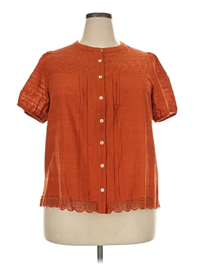 Pre-owned Daniel Rainn Short Sleeve Blouse In Orange