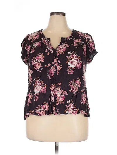Pre-owned Daniel Rainn Short Sleeve Blouse In Purple