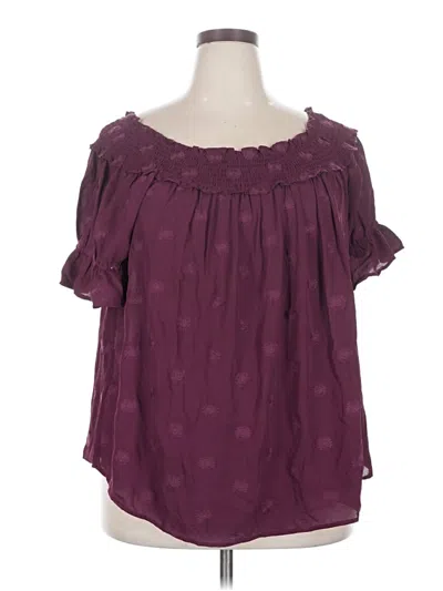 Pre-owned Daniel Rainn Short Sleeve Blouse In Purple