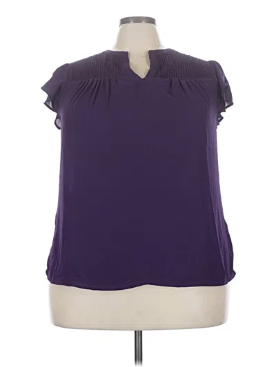 Pre-owned Daniel Rainn Short Sleeve Blouse In Purple