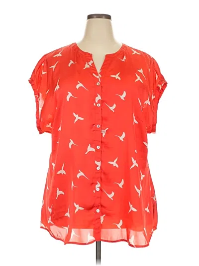 Pre-owned Daniel Rainn Short Sleeve Blouse In Red