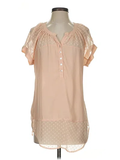 Pre-owned Daniel Rainn Short Sleeve Blouse In Tan