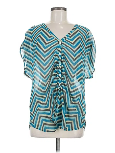 Pre-owned Daniel Rainn Short Sleeve Blouse In Teal
