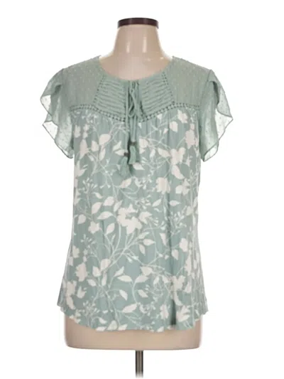 Pre-owned Daniel Rainn Short Sleeve Blouse In Teal