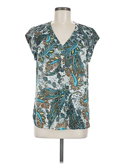 Pre-owned Daniel Rainn Short Sleeve Blouse In Teal