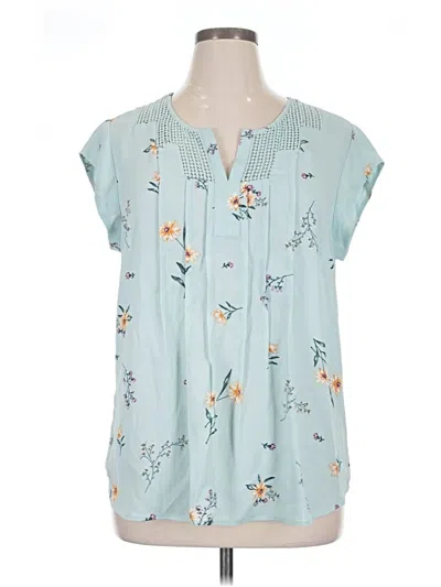 Pre-owned Daniel Rainn Short Sleeve Blouse In Teal