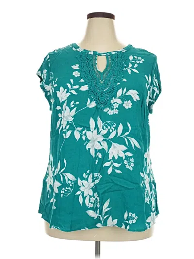 Pre-owned Daniel Rainn Short Sleeve Blouse In Teal