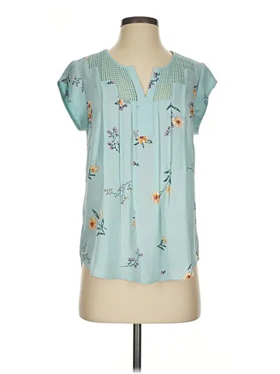 Pre-owned Daniel Rainn Short Sleeve Blouse In Teal